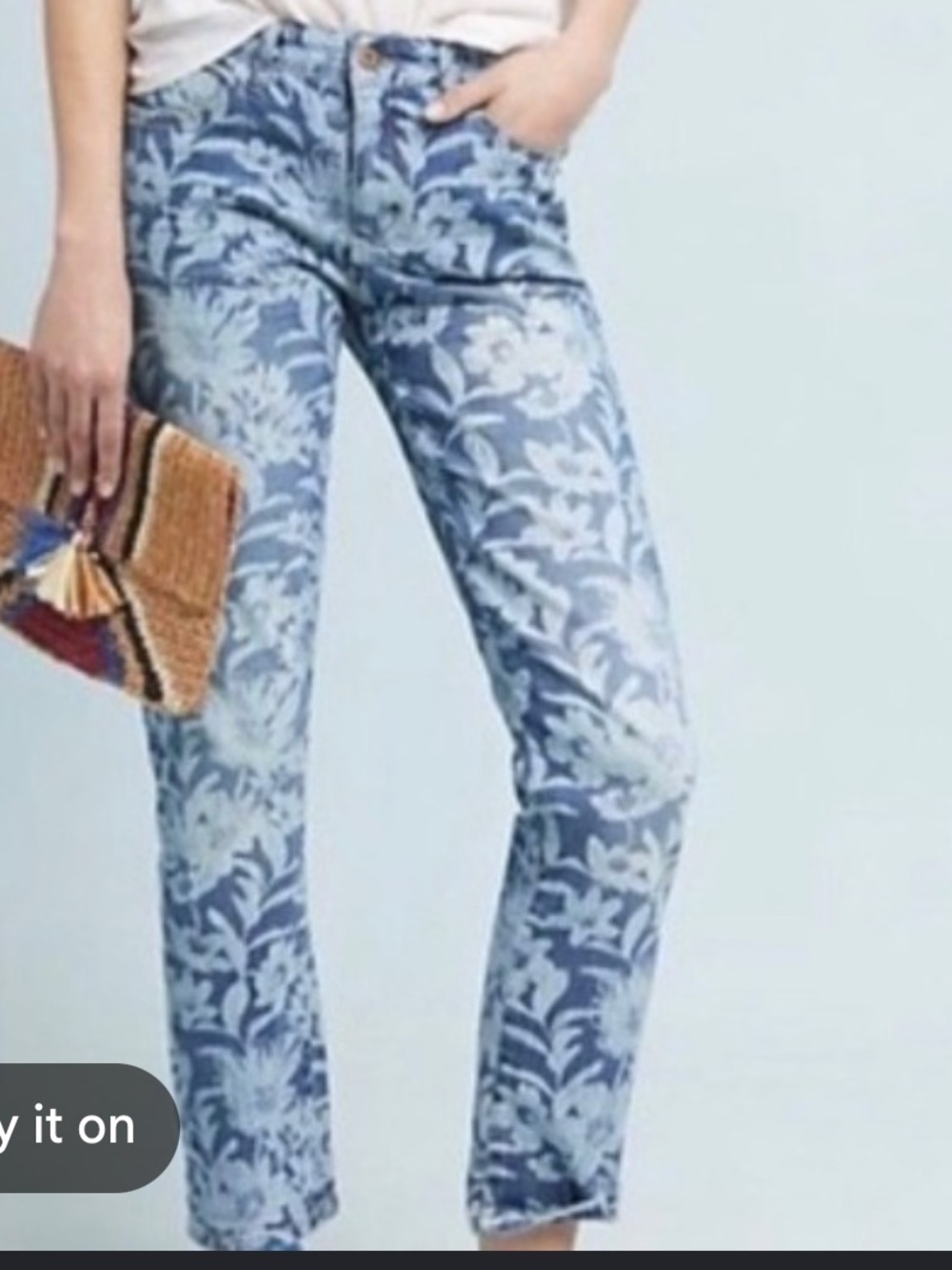 Anthropologie Pilcro Low Rise Floral Slim Boyfriend Jeans 27